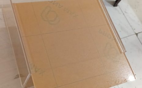 Box akrilik sliding bening 3mm custom ukuran dengan desain tutup geser transparan rapi dan presisi.