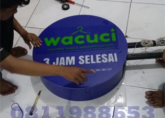 neon box akrilik bulat custom laundry wacuci 3 jam selesai signage led akrilik premium
