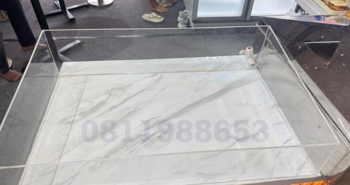 bak akrilik transparan untuk es batu box akrilik bening ukuran besar wadah akrilik cafe modern ice bin akrilik custom container akrilik transparan box akrilik display makanan bak akrilik food grade tempat es batu akrilik cafe wadah akrilik bening premium acrylic box clear container