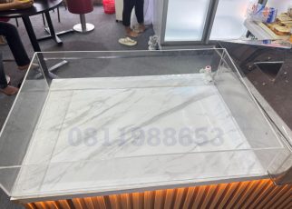 bak akrilik transparan untuk es batu box akrilik bening ukuran besar wadah akrilik cafe modern ice bin akrilik custom container akrilik transparan box akrilik display makanan bak akrilik food grade tempat es batu akrilik cafe wadah akrilik bening premium acrylic box clear container