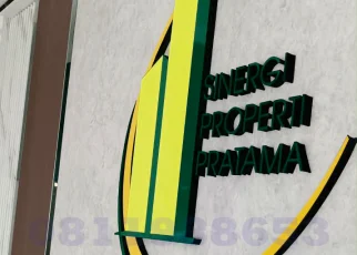 Signage kantor menggunakan huruf timbul 3D custom