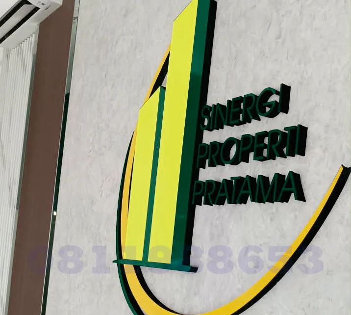 Signage kantor menggunakan huruf timbul 3D custom